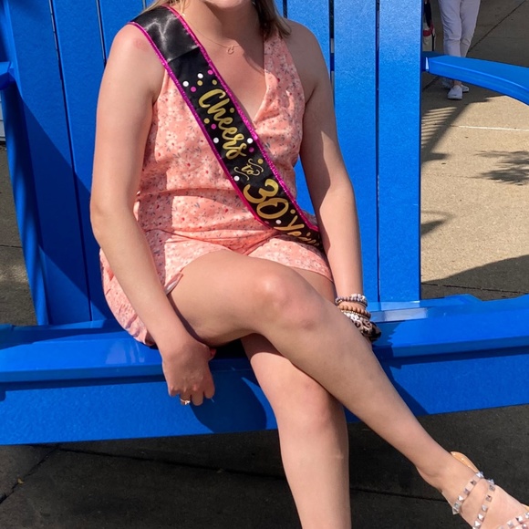 Pink Lily Won't Break Your Heart Peach Floral Romper - Picture 2 of 4